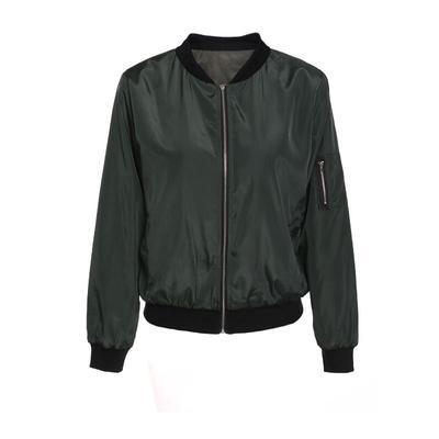 Женская весенняя повседневная куртка   Однотонная модная куртка на молнии Женщины