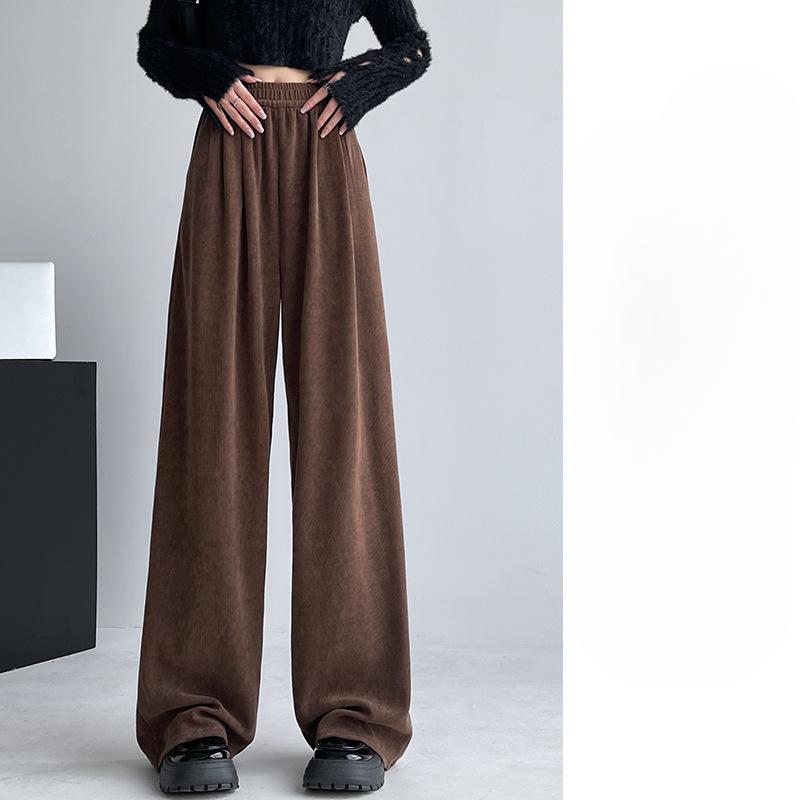 Kapok Velvet Wide-leg Pants for Women Loose and Lazy Draped Floor Casual Yamamoto Pants High Waist Narrow Version Straight Pants for Women