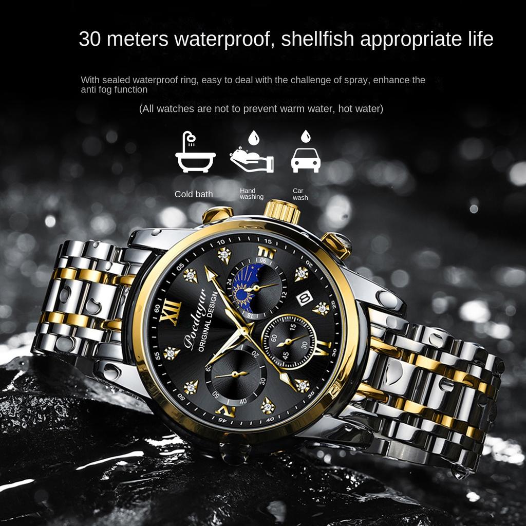 Мужские часы с синим циферблатом, браслетом из нержавеющей стали, с датой, мужские деловые часы, водонепроницаемые, роскошные, мужские наручные часы для мужчин