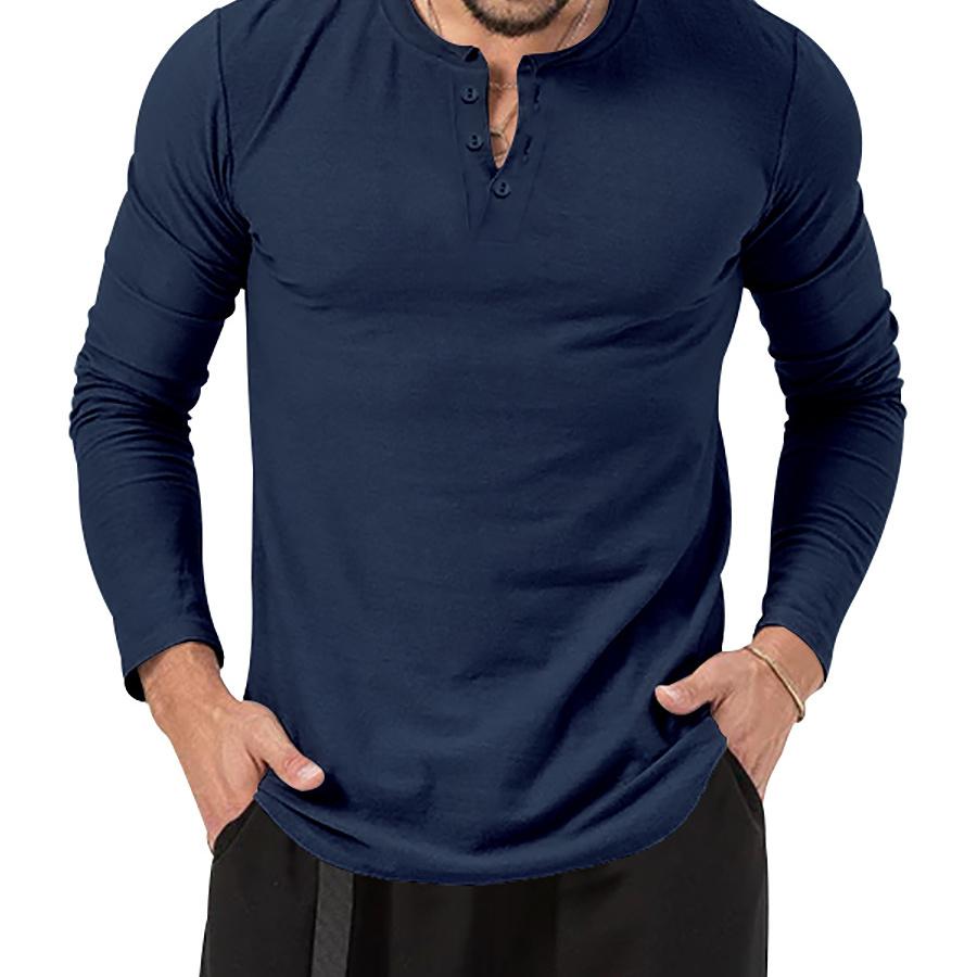 Мужская однотонная осенняя футболка с v-образным вырезом, мужские белые, черные базовые футболки с длинными рукавами