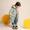 New Winter Boys Jacket Solid Color Mid-Length Keep Warm Cold Protection Hooded Down Cotton Windbreaker Coats For
