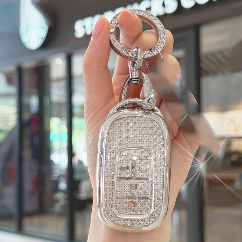 Car For Honda 2024 Civic Accord HR-V Pilot CR-V Smart Remote Key Case Cover Fob Keychain White Diamond TPU 4 Button