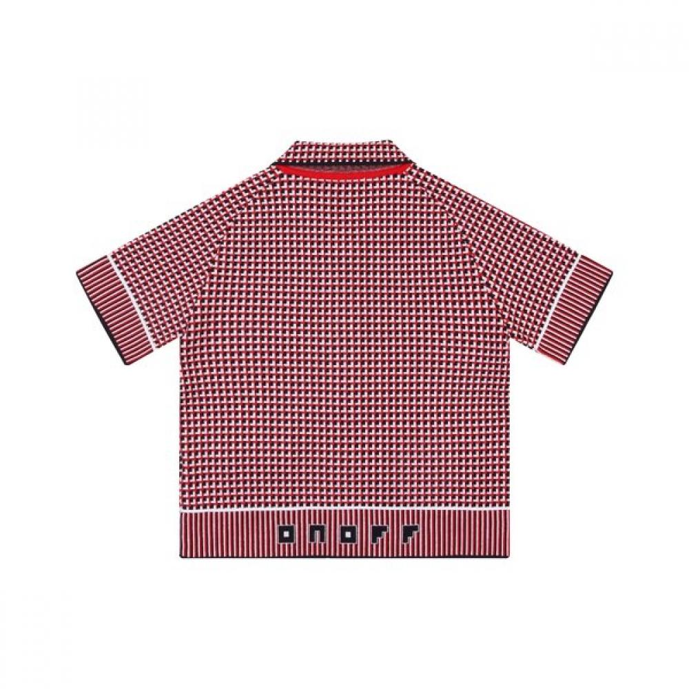 Onoff Women S Cropped birdSeye Jacquard Cardigan Of2803la Red