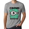 Men’s Vintage Tee Shirt Graphic T Shirt Crowd Monster Grey Marl