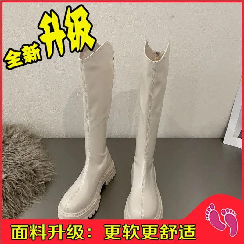 High Boots Women's Autumn and Winter 2025 New Korean Version Versatile Boots Rear Zipper Thin Boots But Knee Mid Boots