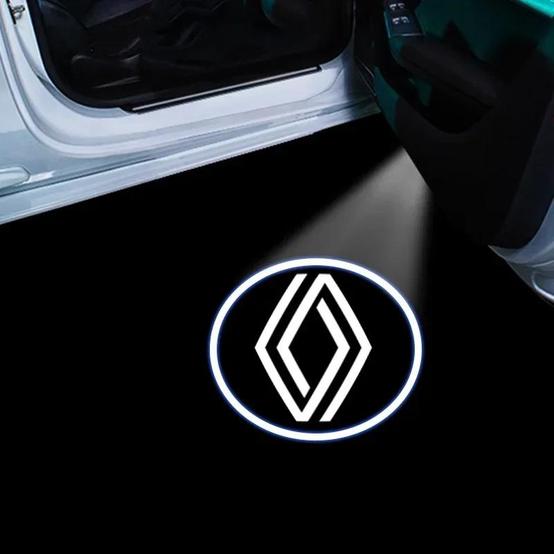 2026 Hot For Renault Hub Caps 1/2pcs LED Car door universal projector high-definition welcome lights For Renault Clio Laguna 2 M