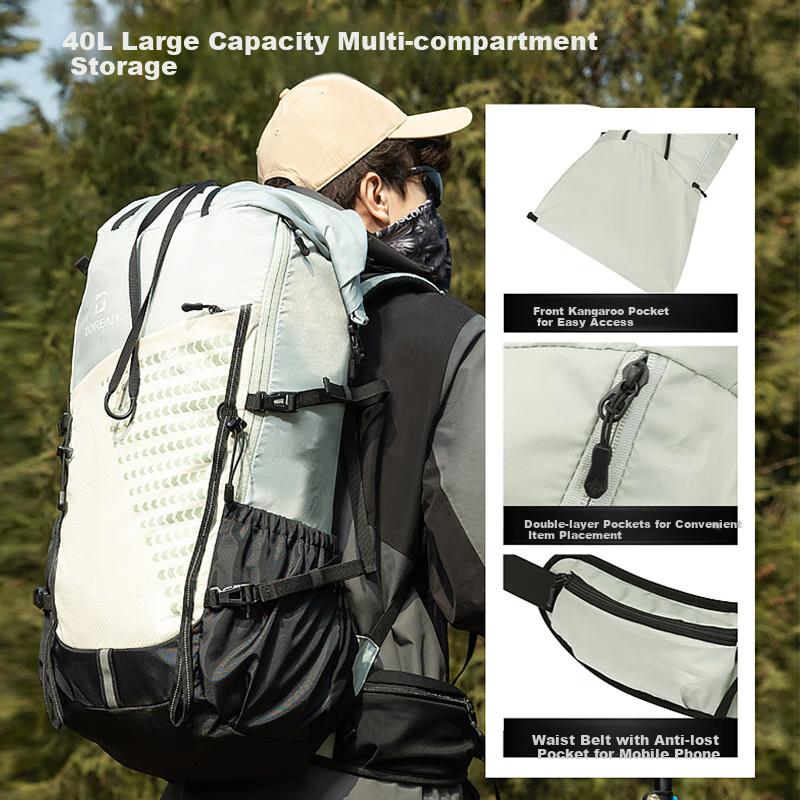 TOREAD Travel Bag, Hiking Backpack, Outdoor Trekking Rucksack, Waterproof Shoulder Bag, 40L, Green