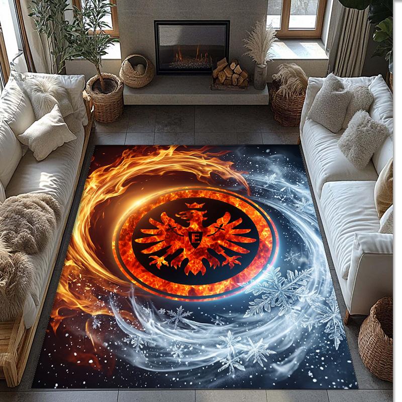 Eintracht Frankfurt Football Print Crystal Velvet Rug, Comfortable Water Absorbent Non Slip Indoor Floor Carpet