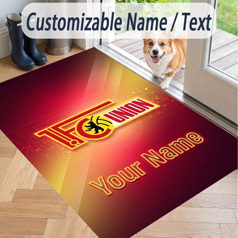 Custom Text Printed Rug Union Berlin FC Non Slip Floor Carpet For Home Room Decor