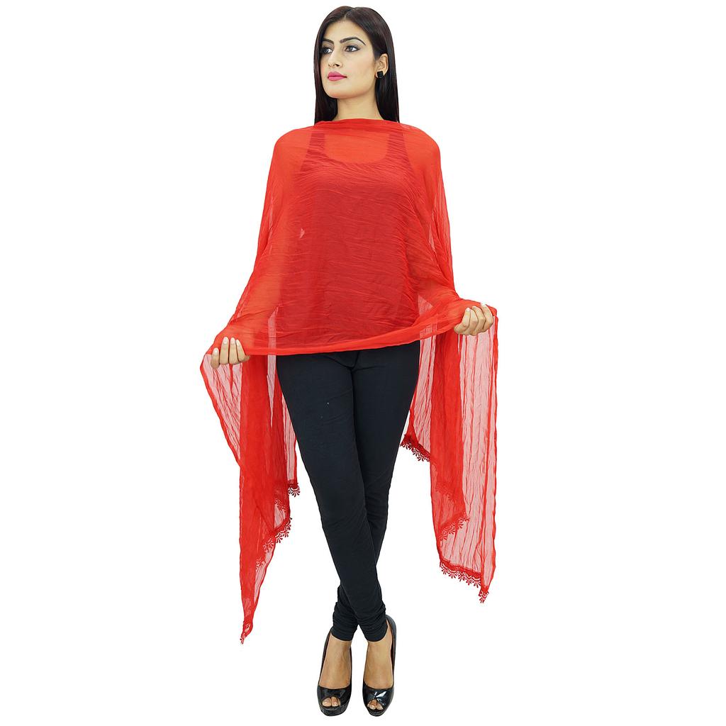 Chiffon Blend Dupatta Long Stole Women Neck Wrap Indian Scarves Chunni Beach