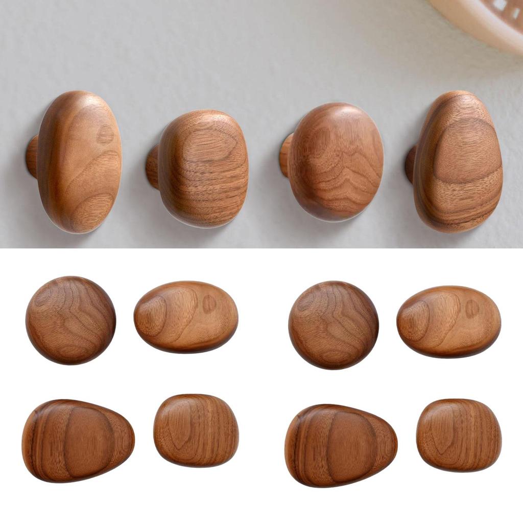 2x 4x Wall Mounted Wood Hooks Wooden Coat Rustic Modern Cabinet Knobs for