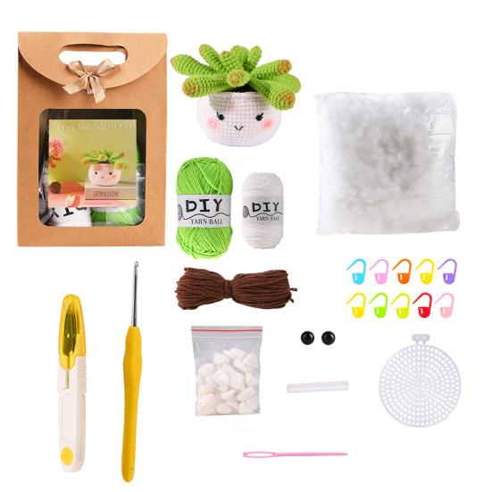 Набор для вязания крючком в форме кактуса для начинающих, набор плетеных материалов «сделай сам», стартовый набор для вязания крючком для взрослых и детей, принадлежности для вязания «сделай сам»