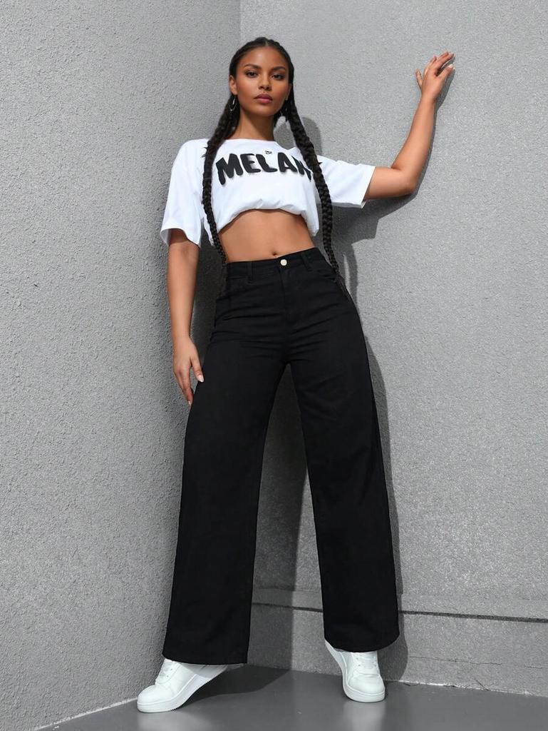 Женские джинсы прямого кроя на весну 2025 года - Свободные, стройнящие, длина в пол, варка