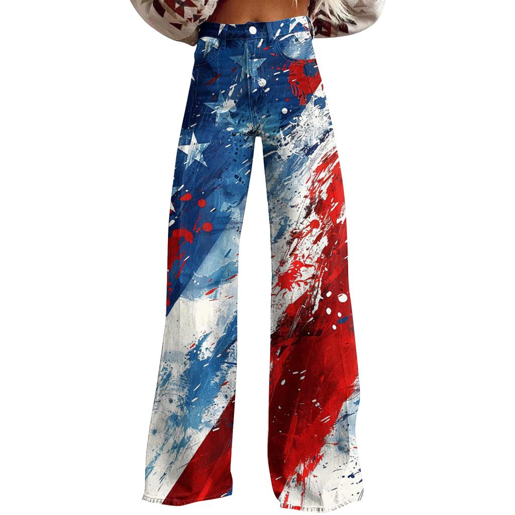 Широкие расклешенные джинсы для женщин с карманами, мешковатые брюки с винтажным цветочным принтом и высокой талией, свободные брюки