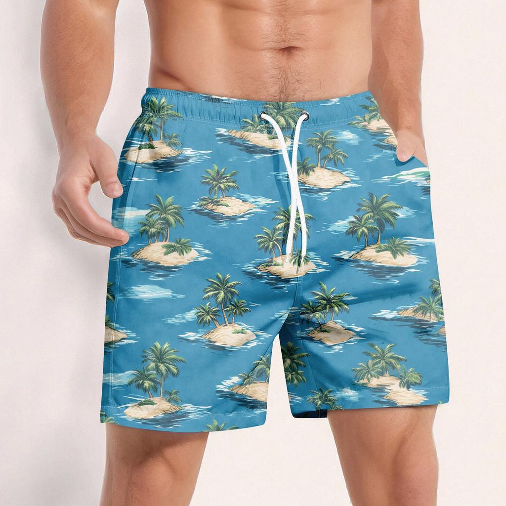 Мужские модные гавайские принты с эластичной талией, повседневные штаны для йоги, пляжные шорты