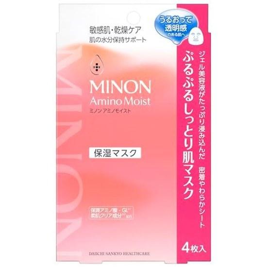 Minon Amino Moist Увлажняющая маска для придания упругости кожи 22 мл 4 листа в комплекте с образцом для чувствительной сухой кожи формула с низким раздражающим действием маска-патч из прозрачного материала.