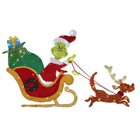 Светодиодная Рождественская Уличная Вывеска Большая Зеленая Елка Эльф Собака Сани Рождественская Уличная Вывеска для Зимней Лужайки Сада Двора Наружный Декор