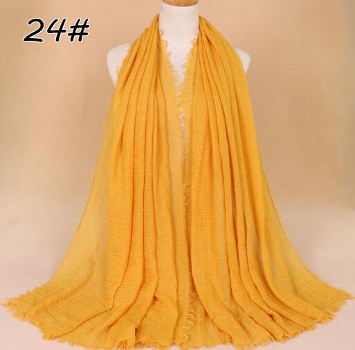 New Ethnic Oversize Muslim Crinkle Hijab Head Scarf Women Solid Bubble Cotton Shawls And Wraps Soft Big Linen Foulard Femme