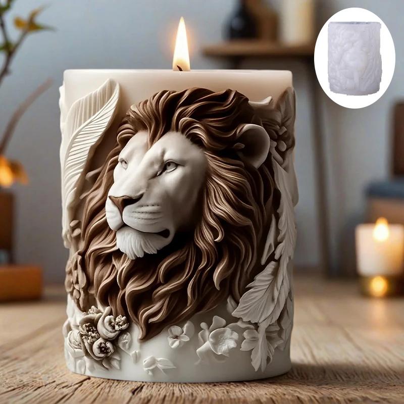 Высококачественная 3D форма для свечи с рельефом льва - Тонкая проработка шерсти льва, термостойкая, легко извлекается, для DIY-ароматерапии