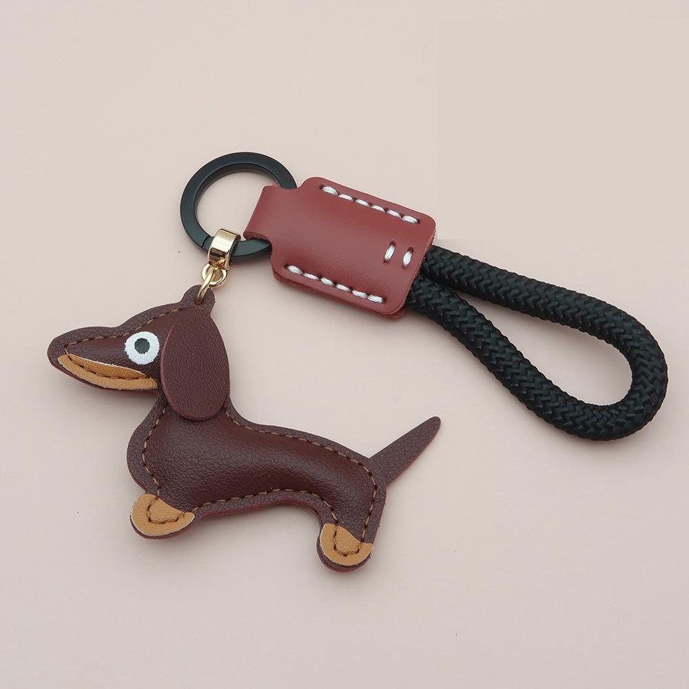 Модный брелок для ключей в виде таксы, мультяшный щенок, сумка, подвеска из искусственной кожи, вешалка, украшение для сумки