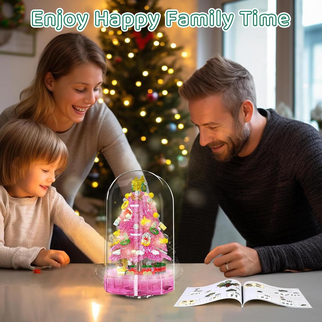 MOULD KING 10089 10090 Рождественский строительный блок Волшебная рождественская музыкальная шкатулка со светодиодными деталями Модель Рождественское украшение в подарок