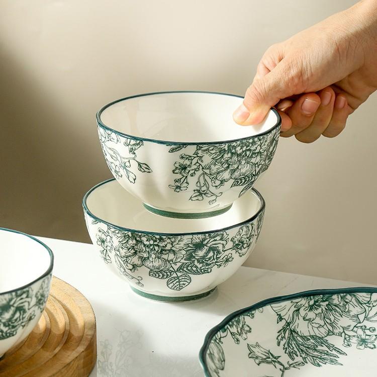 Набор керамической посуды в японском стиле, Набор бытовых тарелок с подглазурной росписью, Ценный сувенир, Подарки для деловых мероприятий