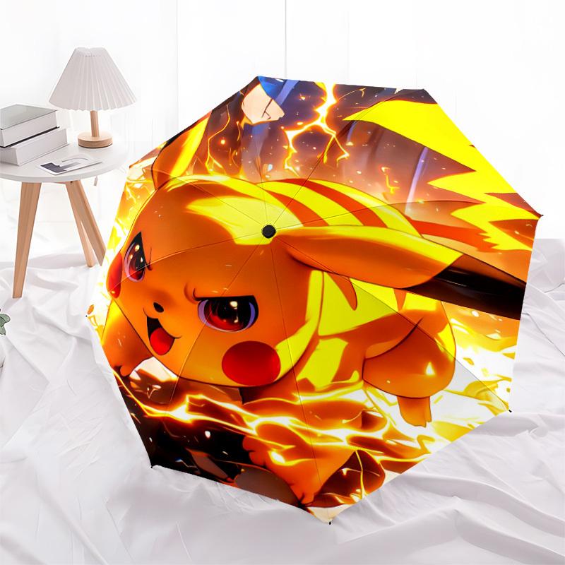 1pc Pikachu Automatic Folding Umbrella - Compact 8-Rib Design, Durable Plastic & Iron, Perfect Gift for Friends & Family, yy250923052