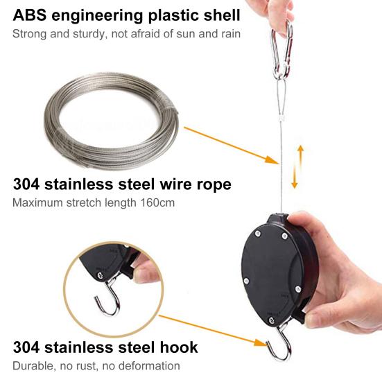 Шкив с крючком для растений, выдвижная садовая корзина, вешалка для горшков, телескопическая вешалка для кормушки для птиц, шкив из нержавеющей стали