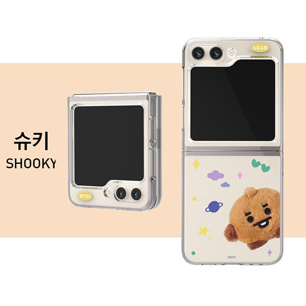 BT21 Чехол Fluffy Galaxy Z Flip 5 Прозрачный чехол Z Flip 5