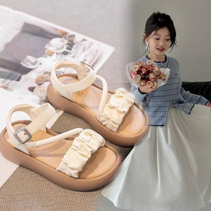 Girls Sandals Summer 2025 New Girls Summer Shoes Summer Roman Shoes Children's Shoes Soft Sole Princess Shoes Older Children