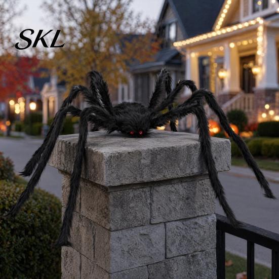 Realistic Spider Prop Halloween Decoration, Large Fake Furry with Red Plush Toy Eyes for Outdoor Indoor Yard Home Party Haunted House Decor