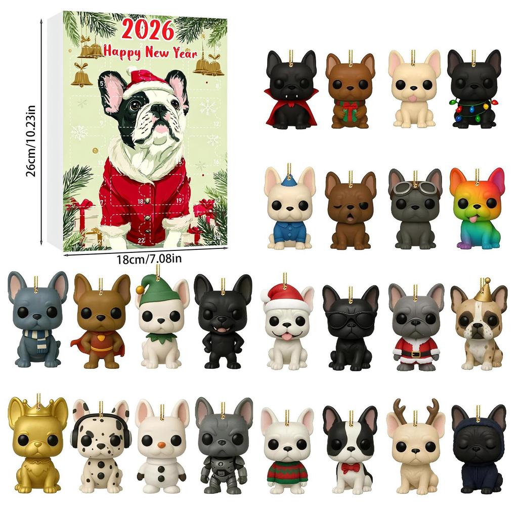 Christmas Tree Acrylic Ornament Blind Box Dog Advent Calendar Pet Christmas Gifts Hanging Decor Set