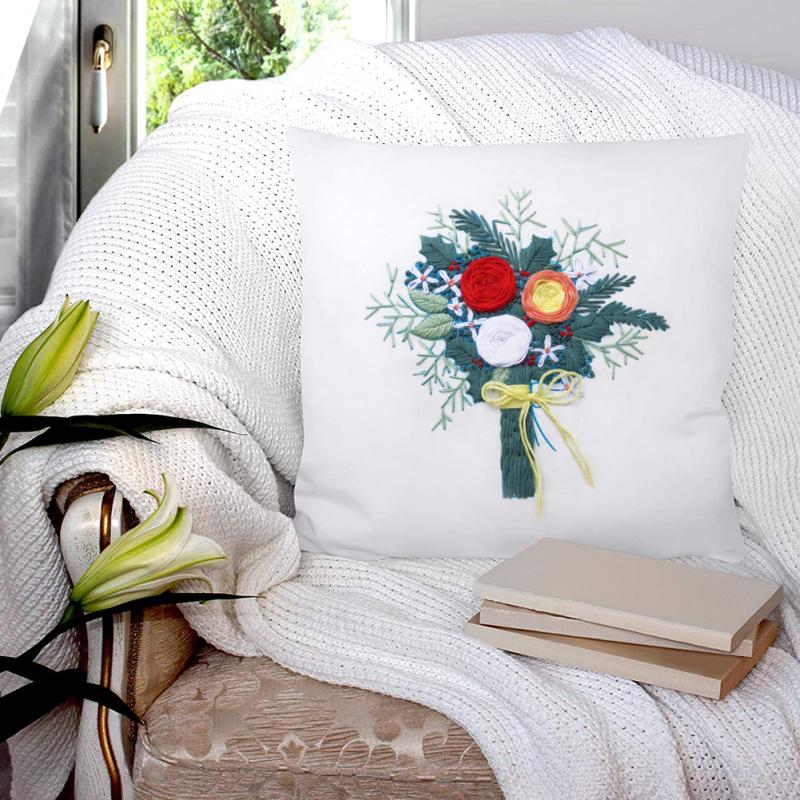 Набор для вышивания 3 шт. Хлопок и лен, цветочная вышивка, набор материалов для DIY, бамбуковые пяльцы для вышивания 20 см