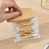 For Bathroom Bedroom Transparent Household Cotton Swab Storage Tank Acrylic Square Bamboo Cover Storage Box Suitable