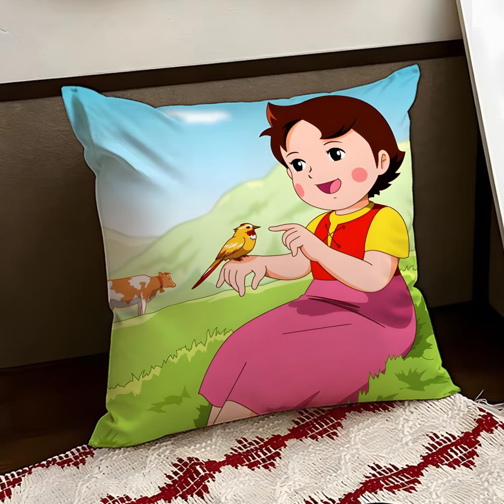 Cute HHeidi Girl of the AAlps Cushion Cover Reversible Soft Durable Pillow Cover Home Car MultiScene Use for Daily Comfort