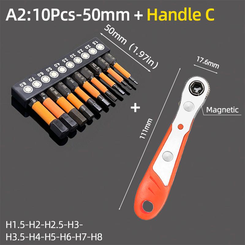 Набор отверточных бит с шестигранной головкой 50/100 мм, метрический, дюймовый, магнитный, S2, 1/4" шестигранный, Аллен, сверла, трещоточная рукоятка, ручные инструменты