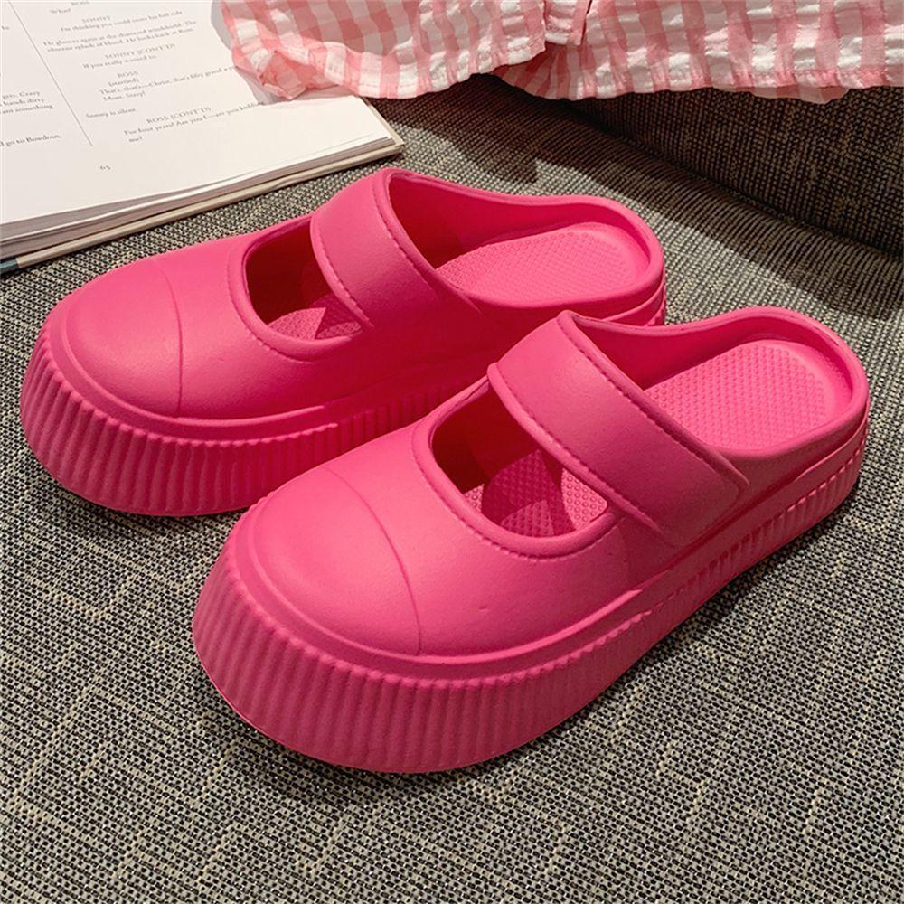 Woman Slippers Height Shoes for Women 2024 Job Sandals Outside White Slides Mules Summer Round Toe Footwear Small Size Normal B
