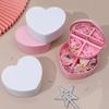 Ящик для хранения ювелирных изделий в форме сердца для девочек с зеркалом, розовый, белый, пластиковые браслеты, органайзер для резинки для волос, ящик для девочек, стол, витрина для ювелирных изделий