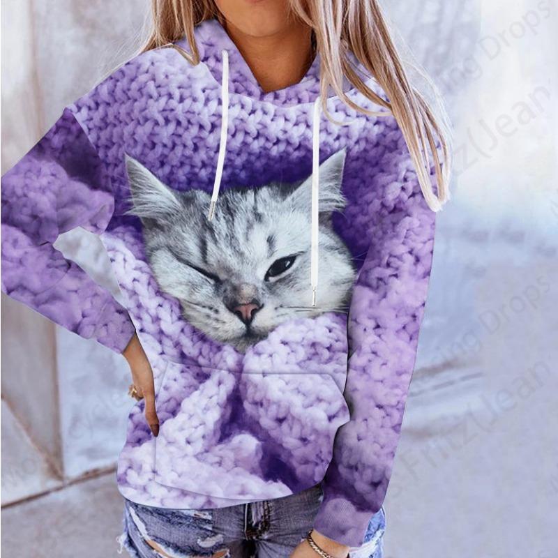 Lovely Cute Cat 3d Print Hoodie Women Fashion Oversized Women Hoodies Sweats Coat Girl Hooded Sweats Pullover Women's Clothing