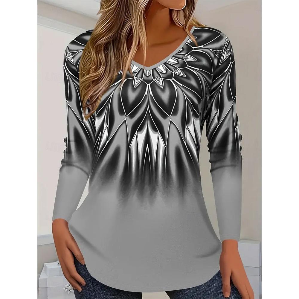 Женская футболка с длинным рукавом с 3D-принтом, повседневная и модная