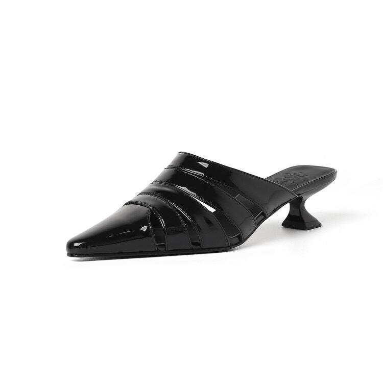 Остроконечные полые супер феи начало лета новые мягкие кожаные туфли на каблуке-кошке с мелким ртом свиная клетка женская верхняя одежда на среднем каблуке сумка голова крутые тапочки