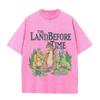 2026 Cute Dinosaur Cartoon Print Unisex T Shirt Vintage Washed Short Sleeve Crew Neck Casual Streetwear Tee For Men Women
