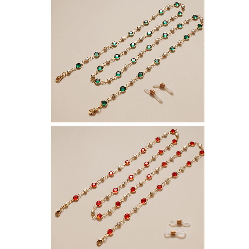 Beads Eyeglass Holder Necklace Zircon Eyeglass Lanyard Eyeglass Chain Holder Sunglasses Use