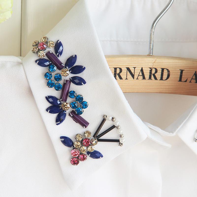 Fashion White Shirt False Collar for Women Fake Collar Decoration Lapel Blouse Top Female Detachable Collar Lapel Button