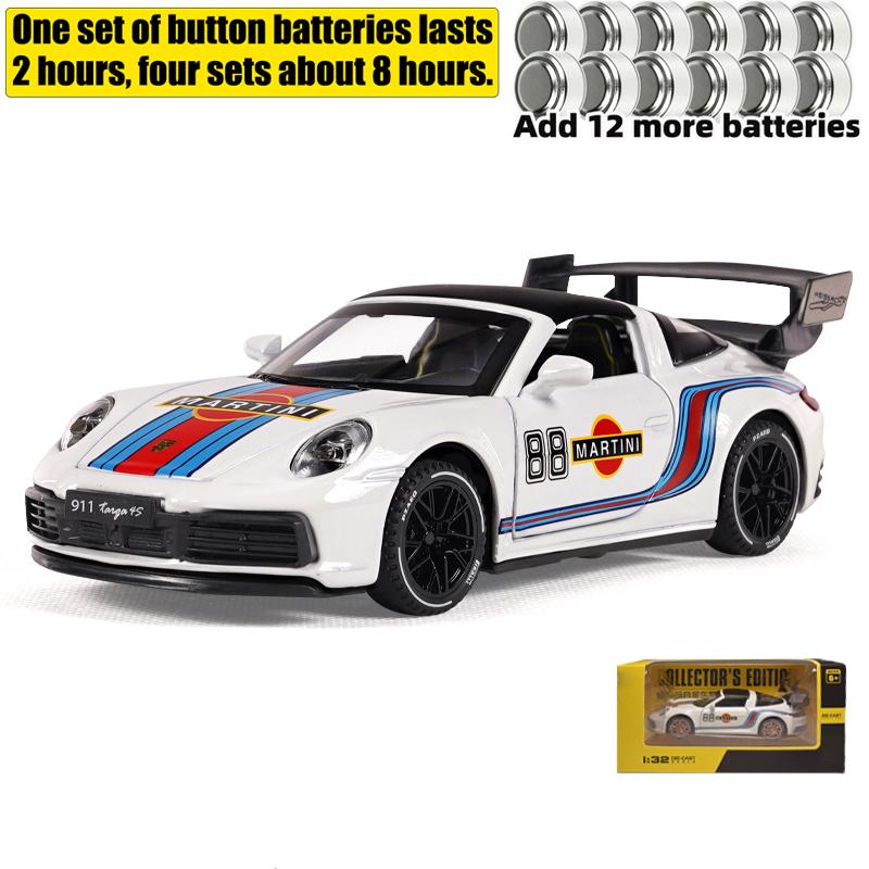 1/32 Porsche 911 Targa 4S Martini Racing Edition Спортивный автомобиль Сплав Литой Модель автомобиля Высокая симуляция Украшения Орнамент Подарок