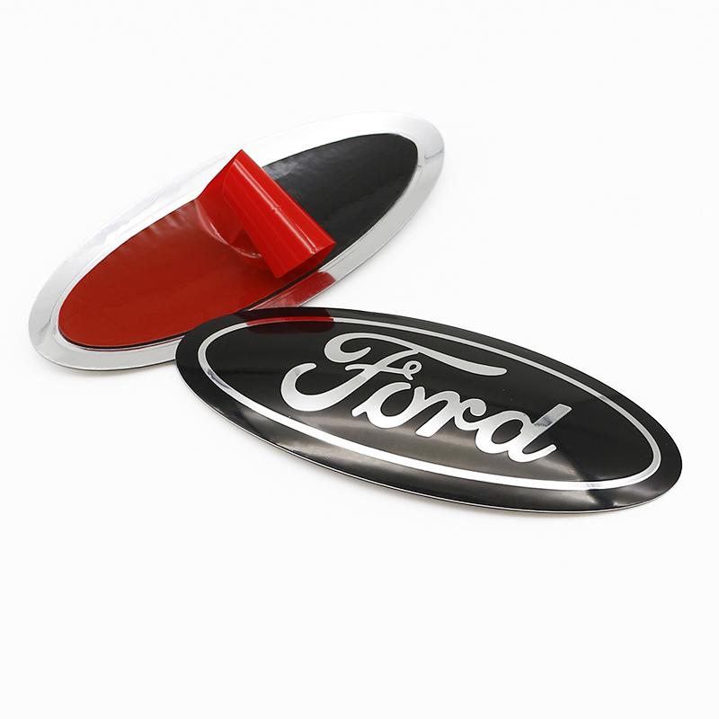 ysbf1 12.5x5cm Aluminum Overlay Emblem For Ford Focus 3 Fiesta Fusion Front Grille Badge Escape Kuga Transit Edge Mondeo Auto Parts