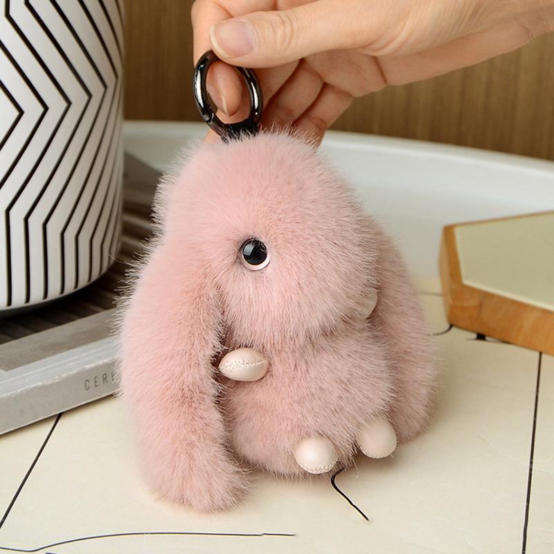 Милый пушистый кролик брелок кольцо плюшевый помпон кролик сумка кулон для пары автомобиль брелок ювелирные изделия подарки