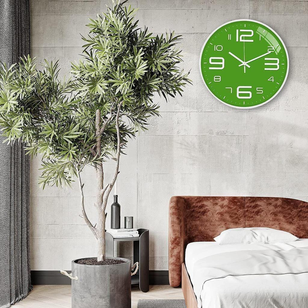 Настенные часы 12" Бесшумные Кварцевые Декоративные Новейшие Настенные часы Бесшумные Классические часы Работающие от батарейки Круглые Легко читаемые Для комнаты/дома