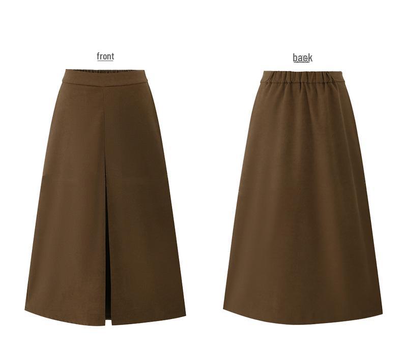 Женская замшевая юбка-карандаш большого размера с высокой талией в цвете Маillard, стройнящая, А-силуэта, средней длины