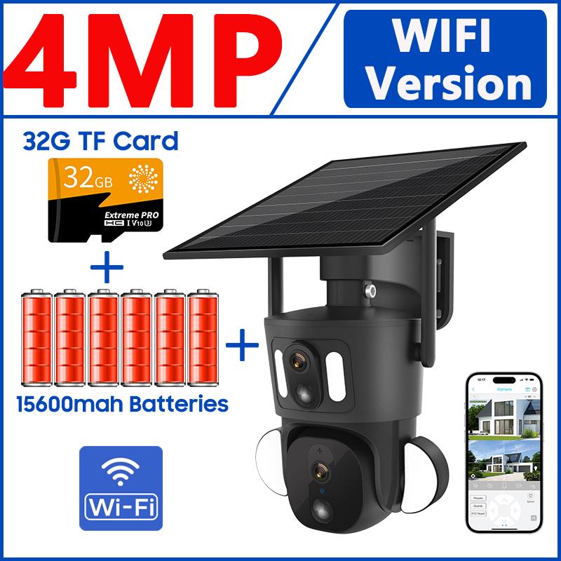 Экран 4G Солнечная Безопасность Kage Уличная 2K HD WiFi PTZ Двойной PIR Обнаружение Человек Автоматическое Отслеживание Камера Видеонаблюдения